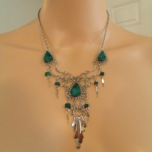 NWOT-Peruvian Alpaca Silver-Turquoise 11" Necklace